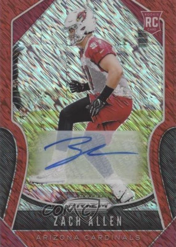 Zach Allen 2019 Prizm #389 Rookie Autographs - Red Shimmer /25 RAW