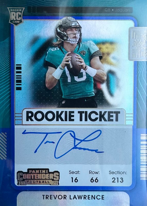 Trevor Lawrence 2021 Contenders #101 Rookie Ticket Auto - Reverse /(SSP) PSA 10