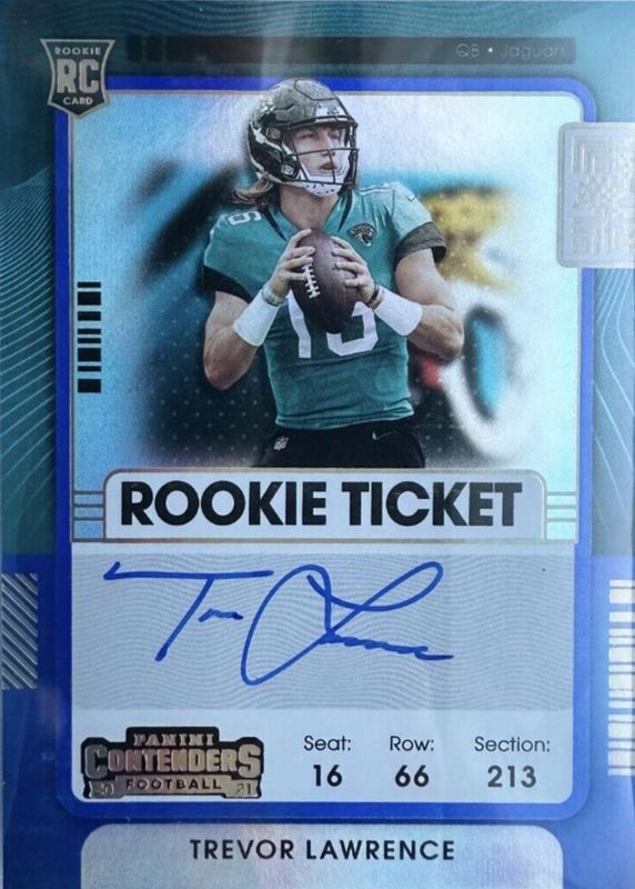 Trevor Lawrence 2021 Contenders #101 Rookie Ticket Auto Variation - Reverse /(SSP) Rookie SGC 8.5