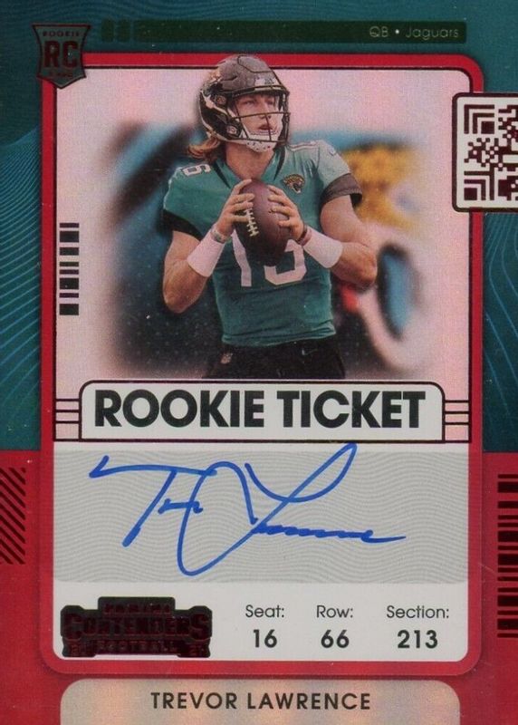 Trevor Lawrence 2021 Contenders #101 Rookie Ticket Auto - Red Zone Ticket Rookie PSA 9