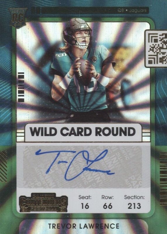 Trevor Lawrence 2021 Contenders #101 Rookie Ticket Auto - Wild Card RAW