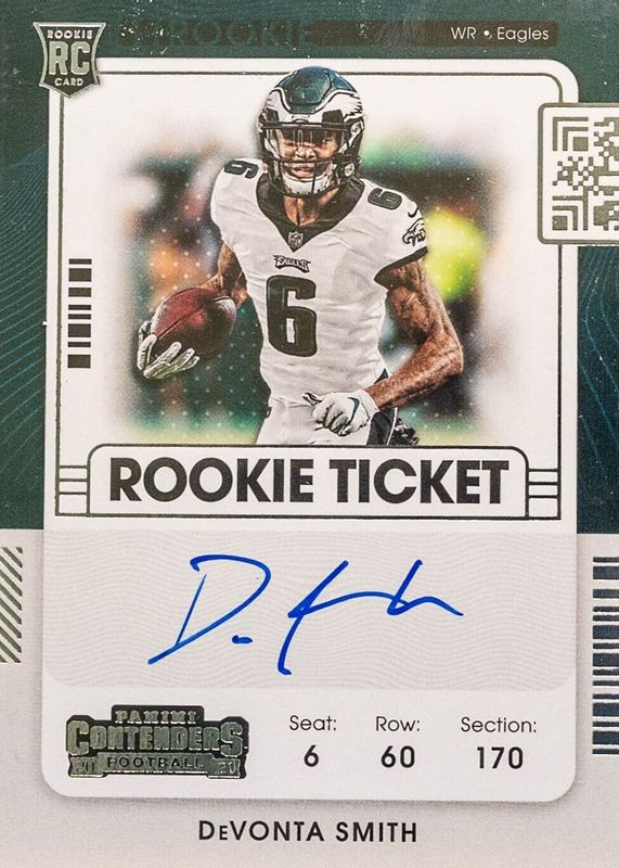 DeVonta Smith 2021 Contenders #107 Rookie Ticket Auto Variation Rookie RAW