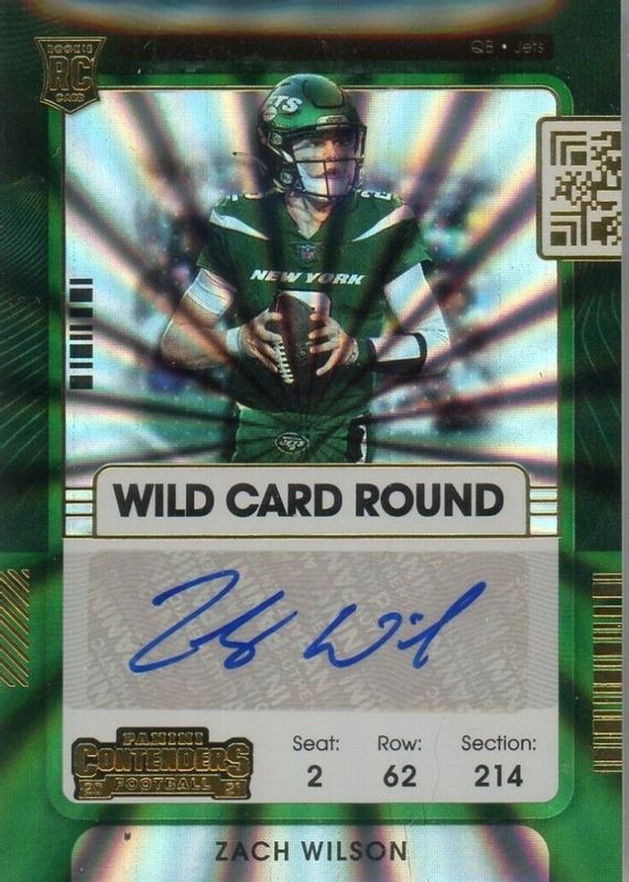 Zach Wilson 2021 Contenders #102 Rookie Ticket Auto - Wild Card PSA 10