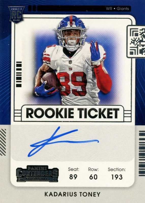 Kadarius Toney 2021 Contenders #110 Rookie Ticket Auto Rookie RAW