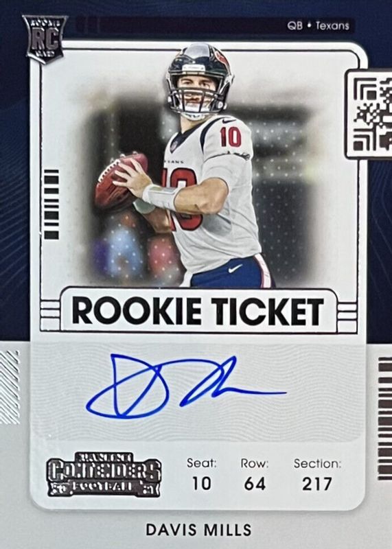 Davis Mills 2021 Contenders #123 Rookie Ticket Auto SGC 9