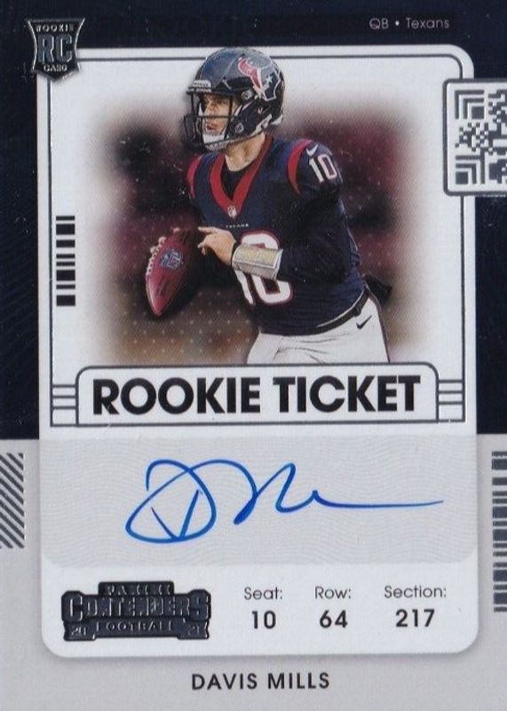 Davis Mills 2021 Contenders #123 Rookie Ticket Auto Variation RAW