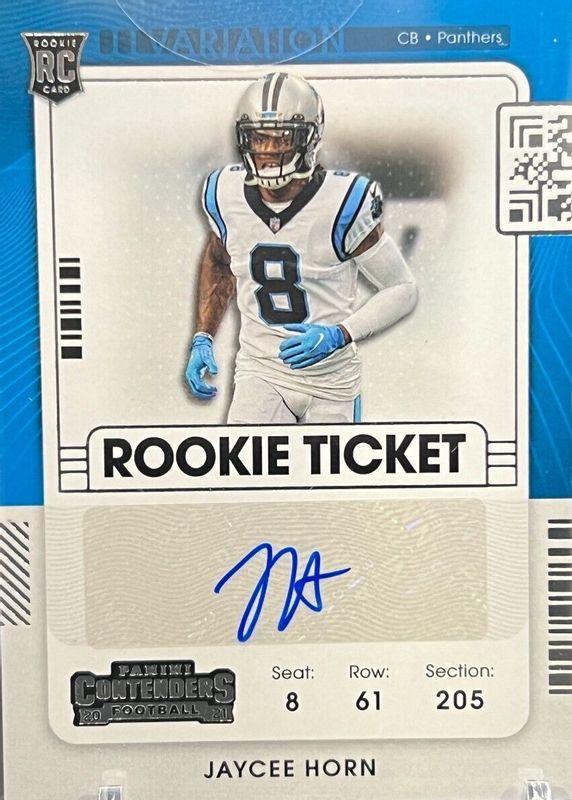 Jaycee Horn 2021 Contenders #144 Rookie Ticket Auto Variation Rookie SGC 9