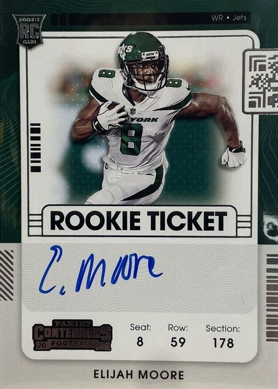 Elijah Moore 2021 Contenders #114 Rookie Ticket Auto Rookie SGC 10