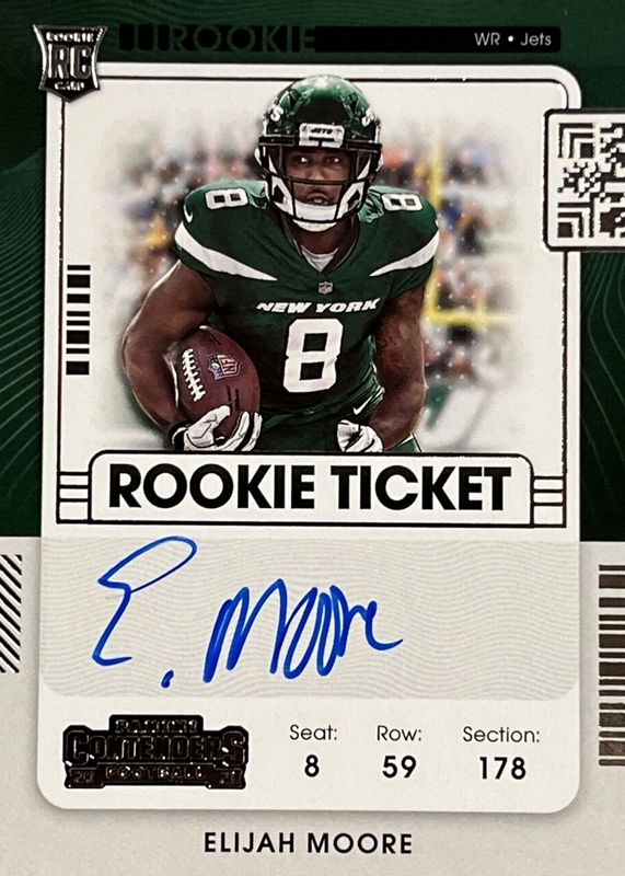 Elijah Moore 2021 Contenders #114 Rookie Ticket Auto Variation RAW
