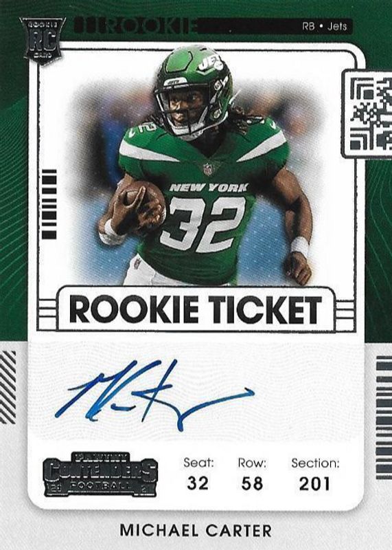 Michael Carter 2021 Contenders #129 Rookie Ticket Auto Variation RAW