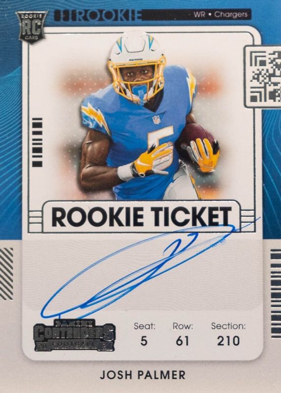 Josh Palmer 2021 Contenders #124 Rookie Ticket Auto Variation Rookie RAW