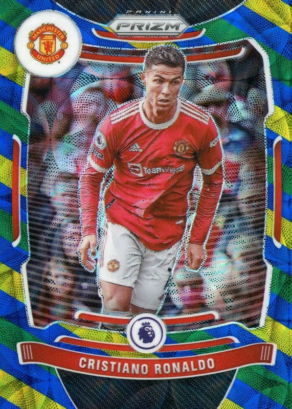 Cristiano Ronaldo 2021 Prizm Premier League #283 Choice Blue Yellow Green PSA 10