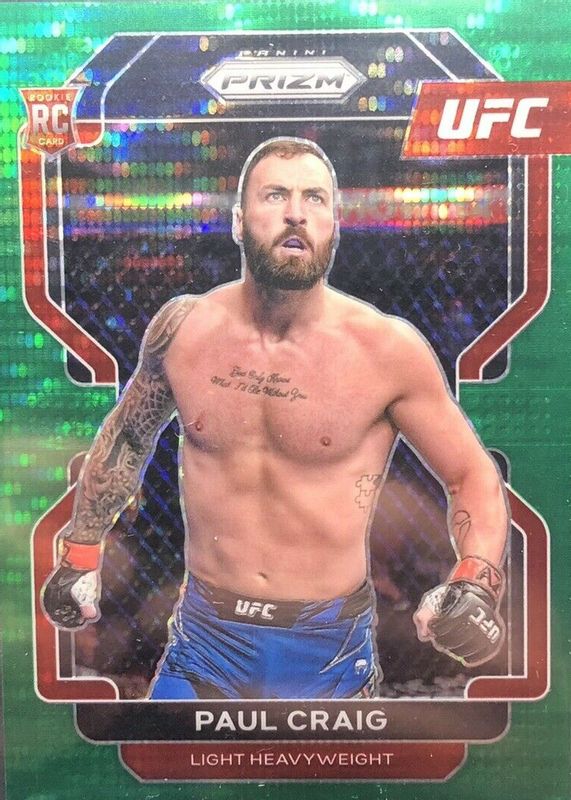 Paul Craig 2022 Prizm UFC #170 Green Pulsar /25 Rookie RAW