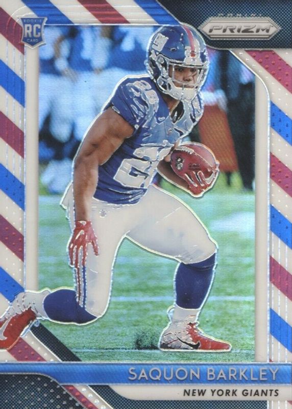 Saquon Barkley 2018 Prizm #202 Red White Blue Rookie PSA 8