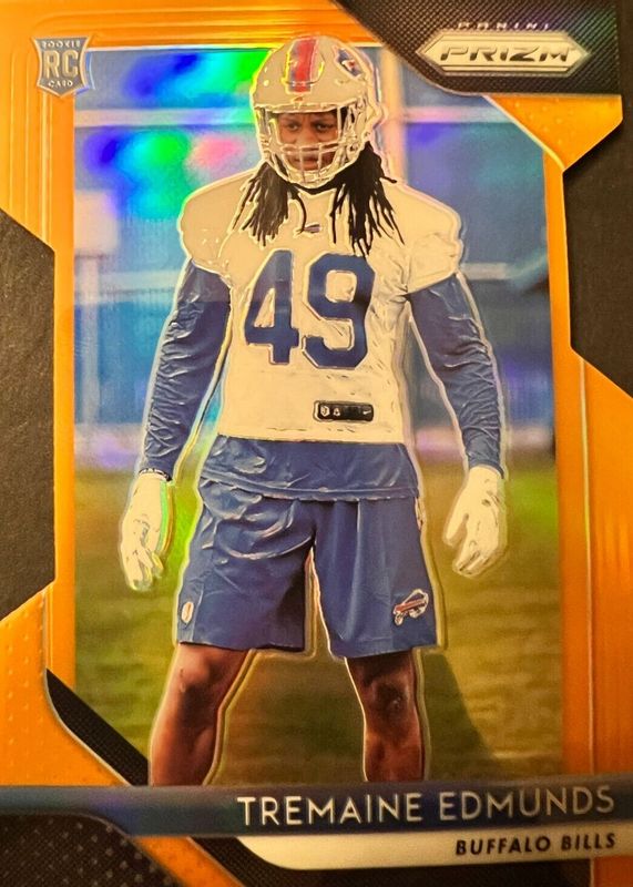 Tremaine Edmunds 2018 Prizm #247 Orange Die-Cut /249 Rookie RAW