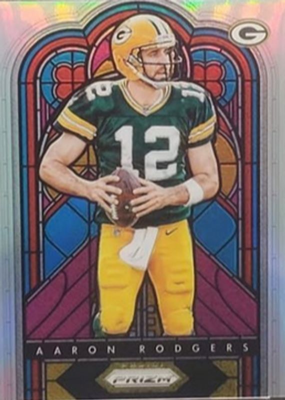 Aaron Rodgers 2018 Prizm #SG-2 Stained Glass PSA 8