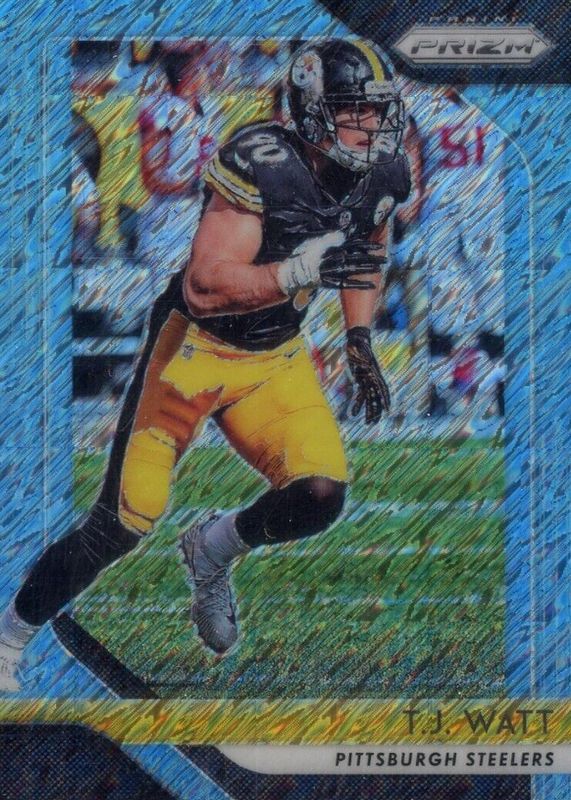 TJ Watt 2018 Prizm #34 FOTL Blue Shimmer /9 RAW