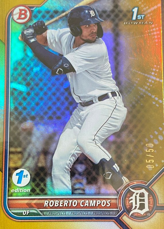 Roberto Campos 2022 Bowman 1st Edition #BPPF-14 Gold Foil /50 (1st) RAW