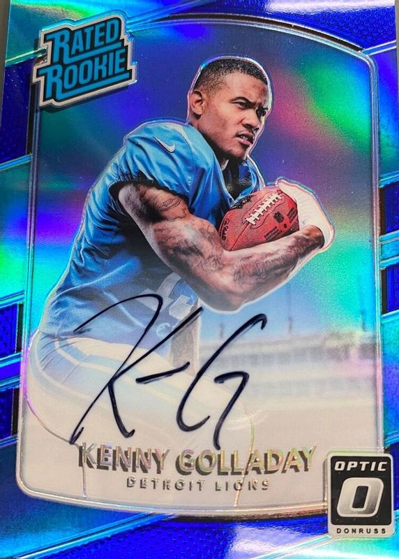 Kenny Golladay 2017 Optic #175 Rated Rookie Autographs - Blue /75 Rookie PSA 10