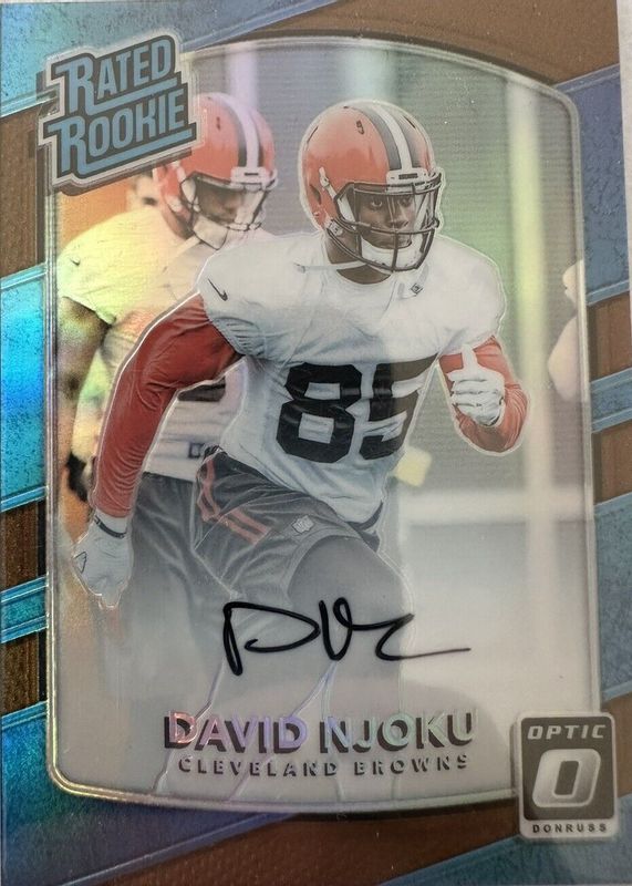 David Njoku 2017 Optic #164 Rated Rookie Autographs - Bronze Rookie BGS 9.5