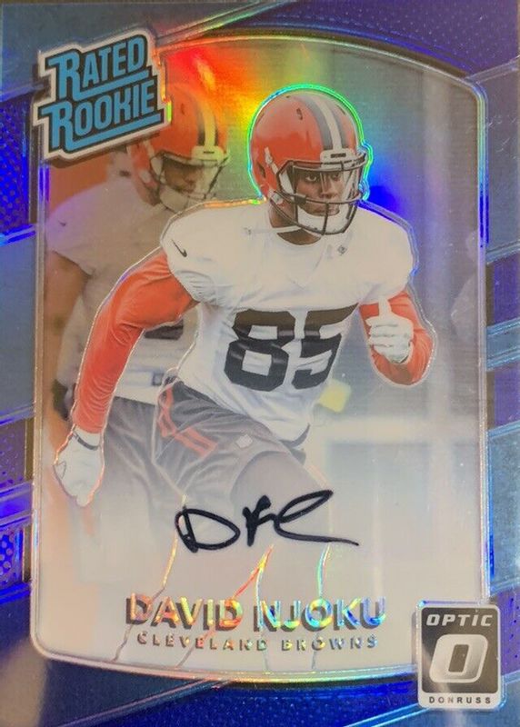 David Njoku 2017 Optic #164 Rated Rookie Autographs - Blue /75 Rookie RAW