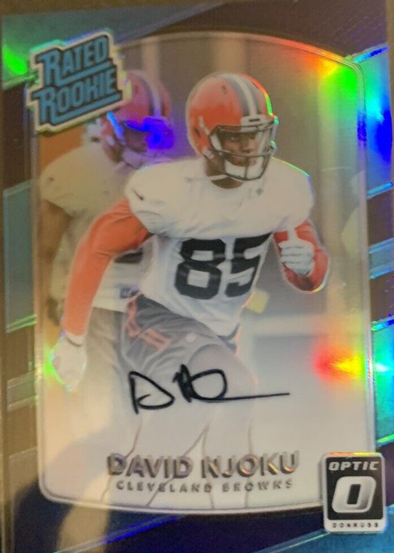 David Njoku 2017 Optic #164 Rated Rookie Autographs - Purple /35 Rookie BGS 9.5