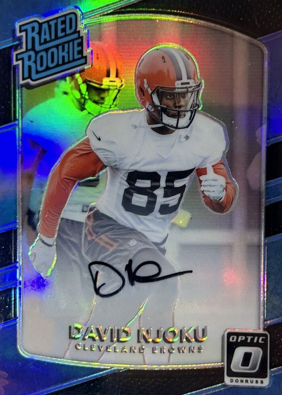 David Njoku 2017 Optic #164 Rated Rookie Autographs - Black /25 Rookie PSA 9