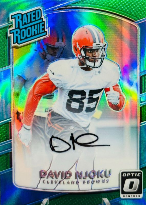 David Njoku 2017 Optic #164 Rated Rookie Autographs - Green /5 Rookie BGS 9