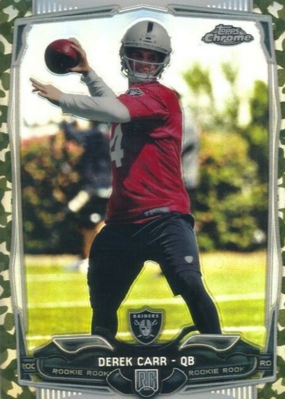 Derek Carr 2014 Topps Chrome #115 Camo Refractor /499 Rookie PSA 10