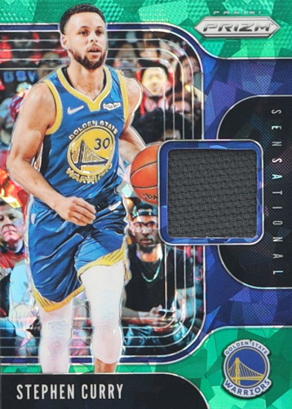 Stephen Curry 2019 Prizm #SS-SCU Sensational Swatches - Green Ice /56 RAW