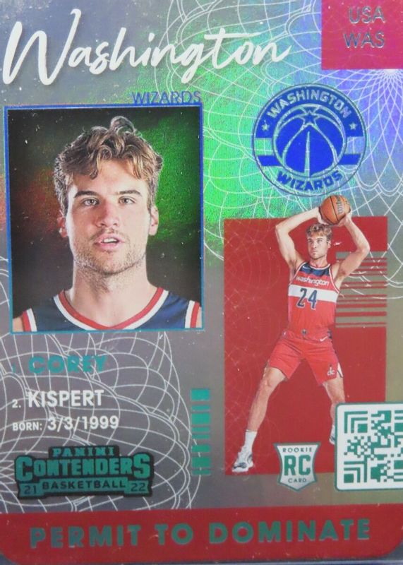 Corey Kispert 2021 Contenders #15 Permit to Dominate /(SSP) Rookie PSA 10