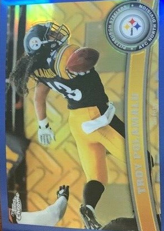 Troy Polamalu 2011 Topps Chrome #180 Blue Refractor /199 PSA 10