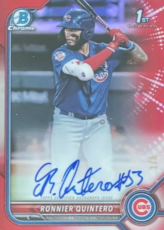 2022 Bowman #CPA-RQT Chrome Prospect Auto - Red Refractor /5 (1st)