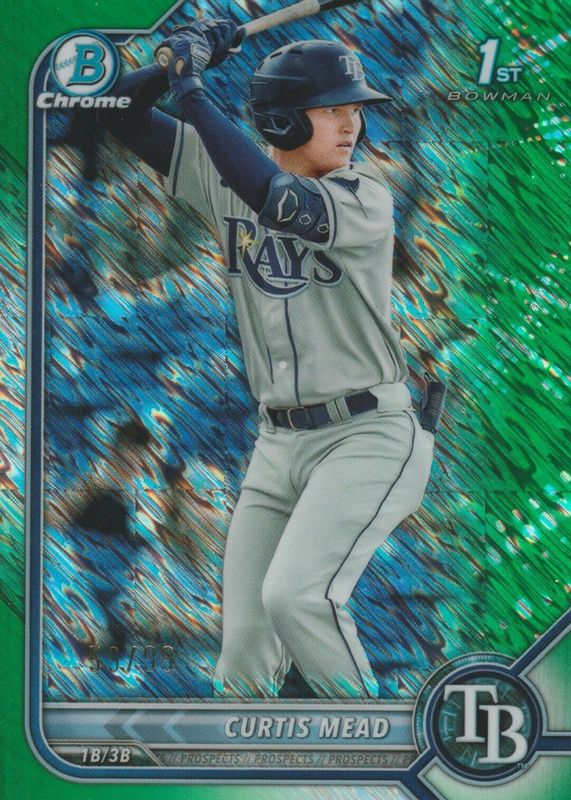 Curtis Mead 2022 Bowman #BCP-10 Chrome Prospects - Green Shimmer Refractor /99 (1st) SGC 9.5