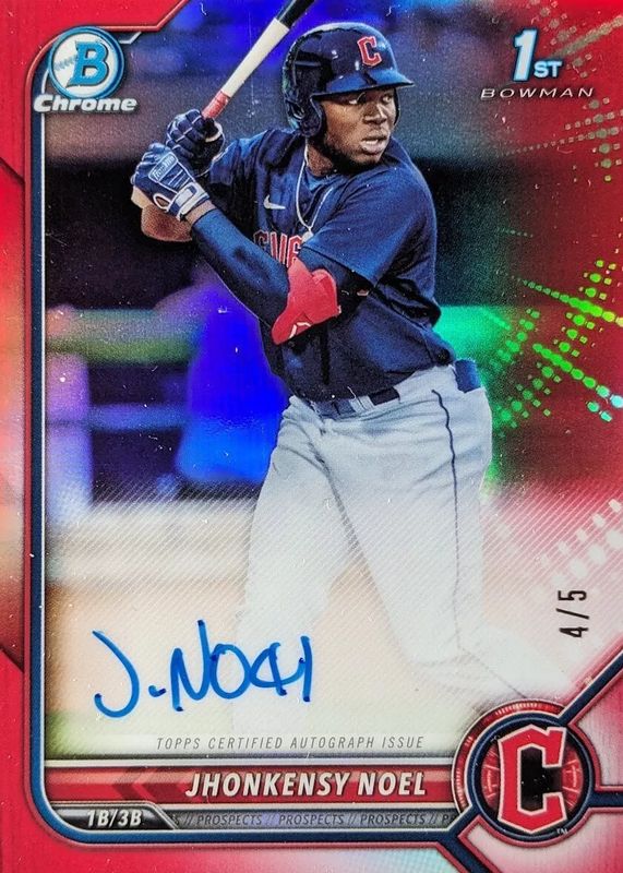 Jhonkensy Noel 2022 Bowman #CPA-JN Chrome Prospect Auto - Red Refractor /5 (1st) PSA 10