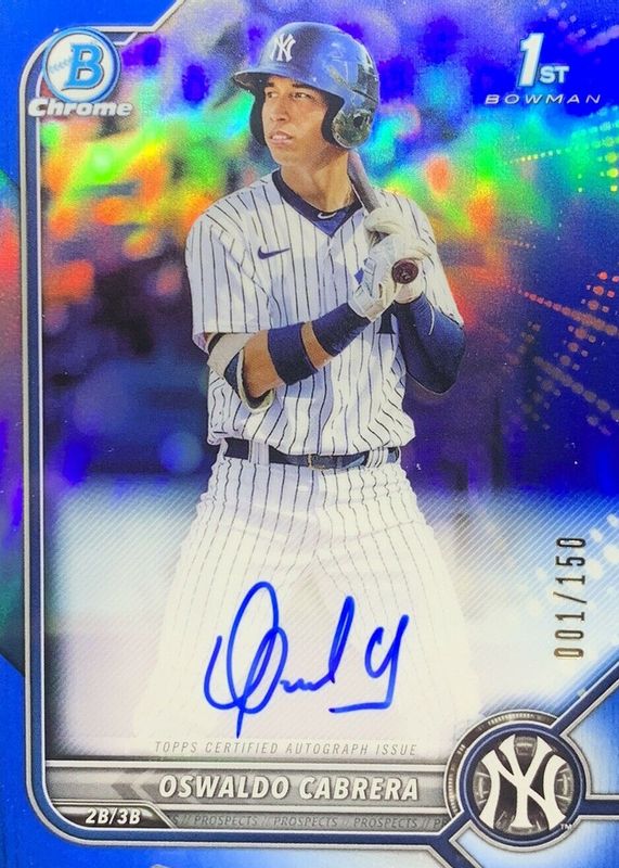 Oswaldo Cabrera 2022 Bowman #CPA-OC Chrome Prospect Auto - Blue Refractor /150 (1st) SGC 9