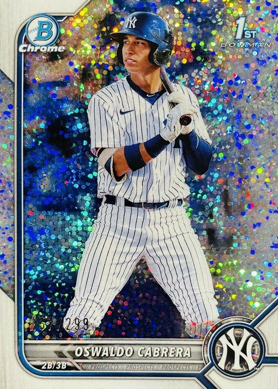 Oswaldo Cabrera 2022 Bowman #BCP-17 Chrome Prospects - Speckle Refractor /299 (1st) RAW