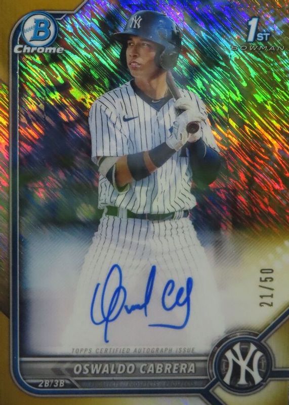 Oswaldo Cabrera 2022 Bowman #CPA-OC Chrome Prospect Auto - Gold Shimmer Refractor /50 (1st) SGC 10