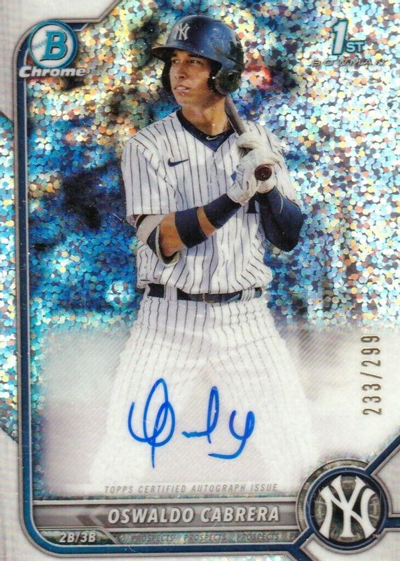 Oswaldo Cabrera 2022 Bowman #CPA-OC Chrome Prospect Auto - Speckle Refractor /299 (1st) PSA 9