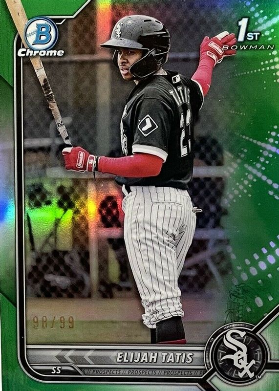 Elijah Tatis 2022 Bowman #BCP-23 Chrome Prospects - Green Refractor /99 (1st) RAW