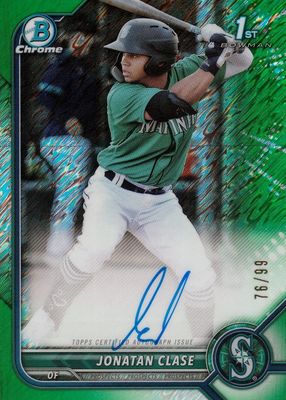 2022 Bowman #CPA-JCL Chrome Prospect Auto - Green Shimmer Refractor /99 (1st)