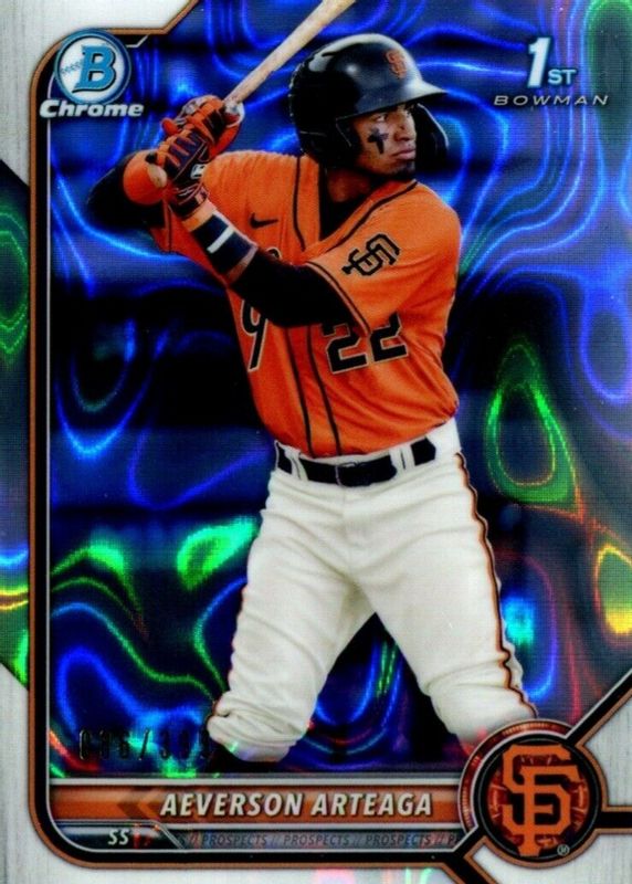 Aeverson Arteaga 2022 Bowman #BCP-82 Chrome Prospects - Lava Refractor /399 (1st) SGC 9.5