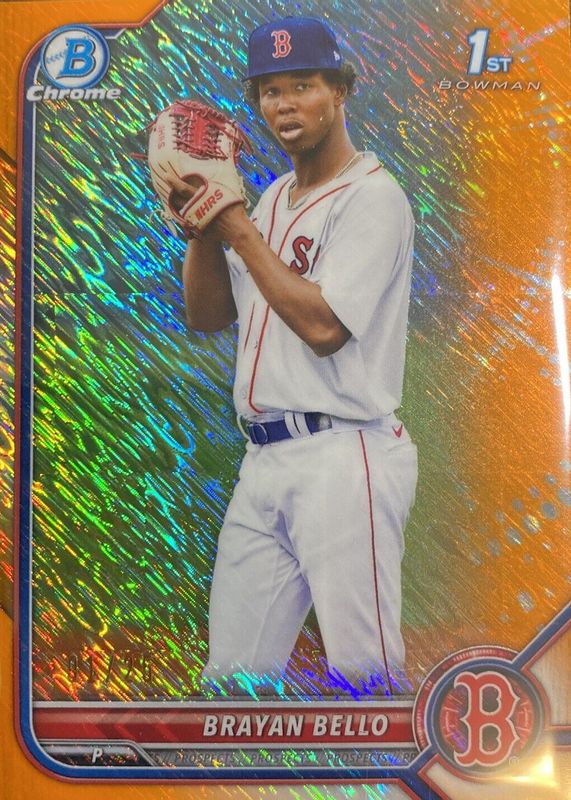 Brayan Bello 2022 Bowman #BCP-107 Chrome Prospects - Orange Shimmer Refractor /25 (1st) PSA 10