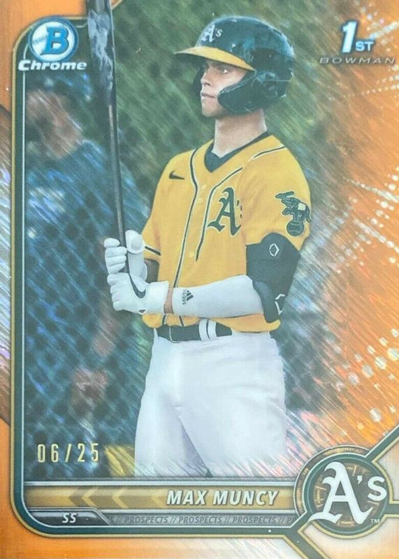 Max Muncy (A's) 2022 Bowman #BCP-89 Chrome Prospects - Orange Refractor /25 (1st) RAW