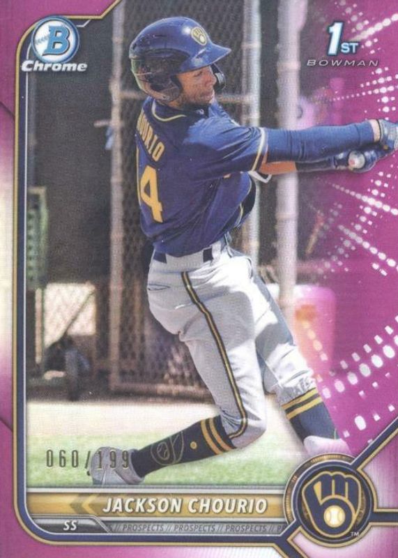 Jackson Chourio 2022 Bowman Chrome Prospects - Fuchsia Refractor