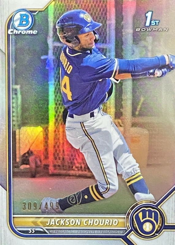 Jackson Chourio 2022 Bowman #BCP-79 Chrome Prospects - Refractor /499 (1st) SGC 9.5