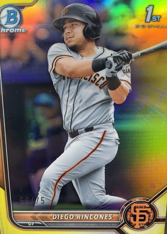 2022 Bowman #BCP-65 Chrome Prospects - Yellow Refractor /75 (1st)