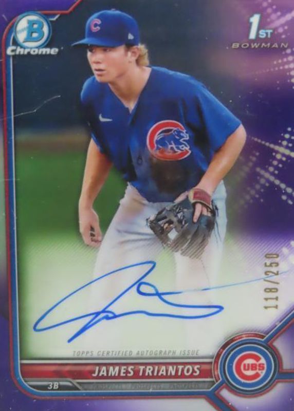 James Triantos 2022 Bowman #CPA-JTS Chrome Prospect Auto - Purple Refractor /250 (1st) SGC 9.5