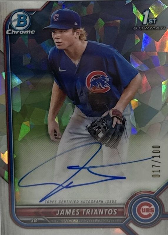 James Triantos 2022 Bowman #CPA-JTS Chrome Prospect Auto - Atomic Refractor /100 (1st) RAW