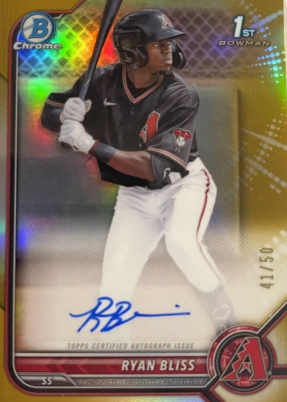 Ryan Bliss 2022 Bowman #CPA-RB Chrome Prospect Auto - Gold Refractor /50 (1st) RAW